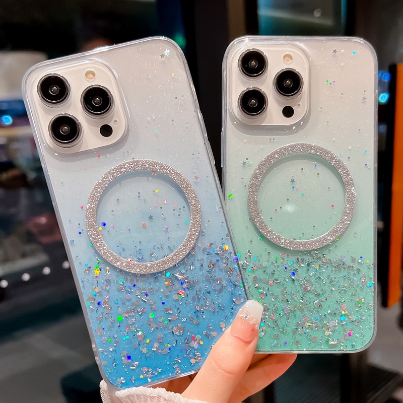เคสโทรศัพท์มือถือ อีพ็อกซี่ แต่งกลิตเตอร์ กันกระแทก หรูหรา สําหรับ iPhone 15 14 Pro Max 13 12