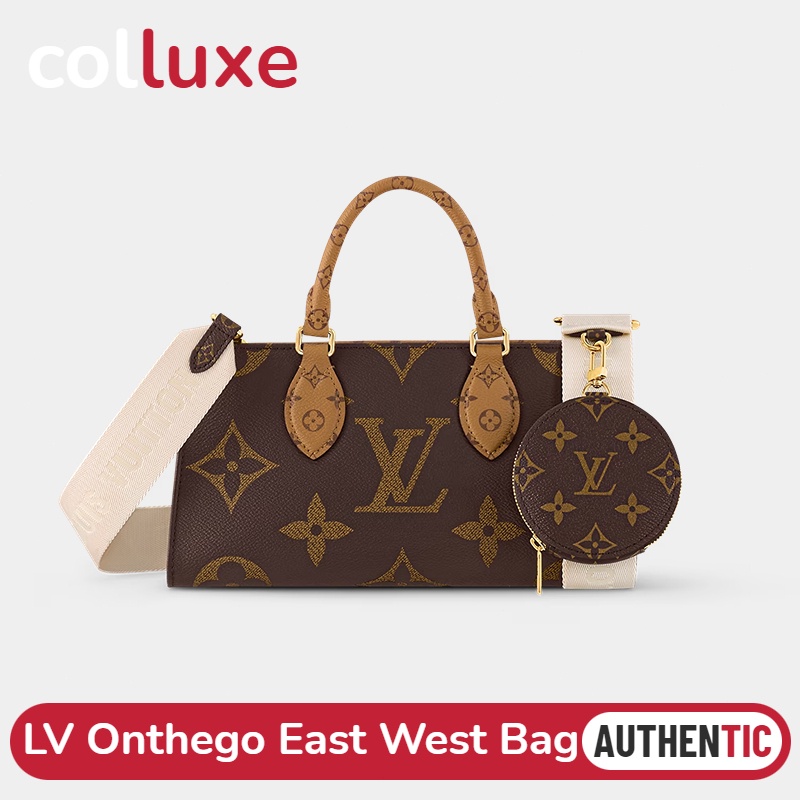 แบรนด์ใหม่และเป็นของแท้/หลุยส์วิตตอง Louis Vuitton Onthego East West Tote Bag 13cm Monogram Reverse กระเป๋าสะพายผู้หญิง