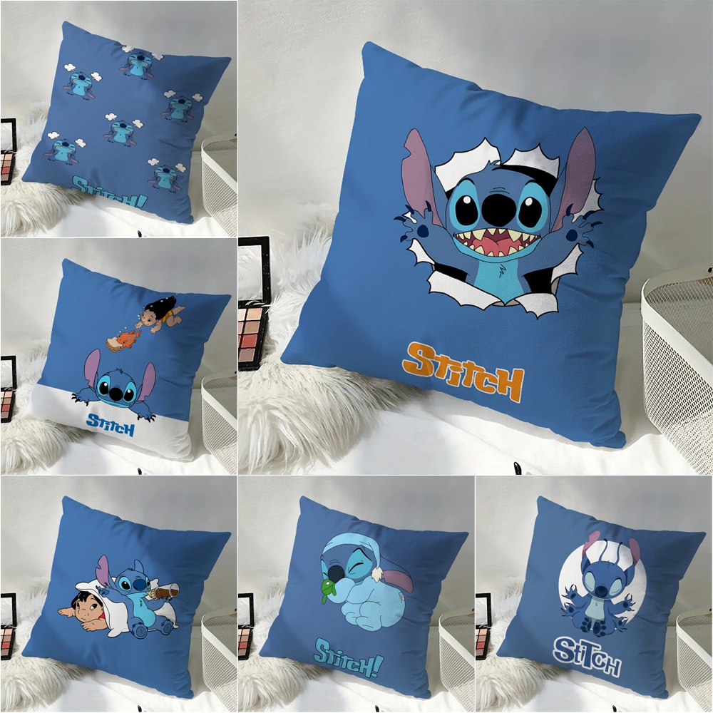 ปลอกหมอนอิง พิมพ์ลายการ์ตูน Stitch ด้านเดียว ไม่มีแกน สําหรับห้องนั่งเล่น โซฟา รถยนต์ ของขวัญเด็ก