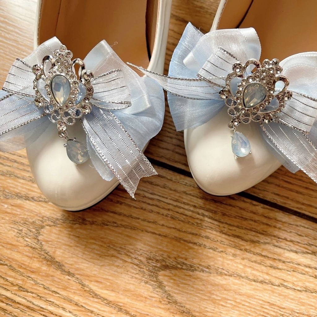 [คลิปหนีบรองเท้าโบว์] คลิปรองเท้า แฮนด์เมด ของแท้ สไตล์โลลิต้า ดอกไม้ โลลิต้า โบ ถอดออกได้ สําหรับตกแต่งรองเท้า