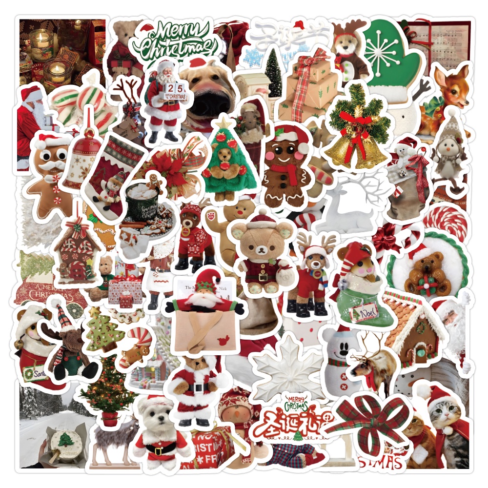 สติกเกอร์ ลายกราฟฟิตี้ Merry Christmas น่ารัก สําหรับตกแต่งกระเป๋าเดินทาง แล็ปท็อป โน้ตบุ๊ก โทรศัพท์ 100 ชิ้น