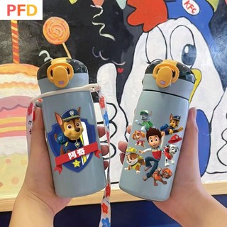 paw patrol กระติกน้ําร้อน สเตนเลส ทนความร้อนสูง พร้อมหลอดดูดน้ํา ทนต่อการกระแทก สําหรับนักเรียนชาย และหญิง