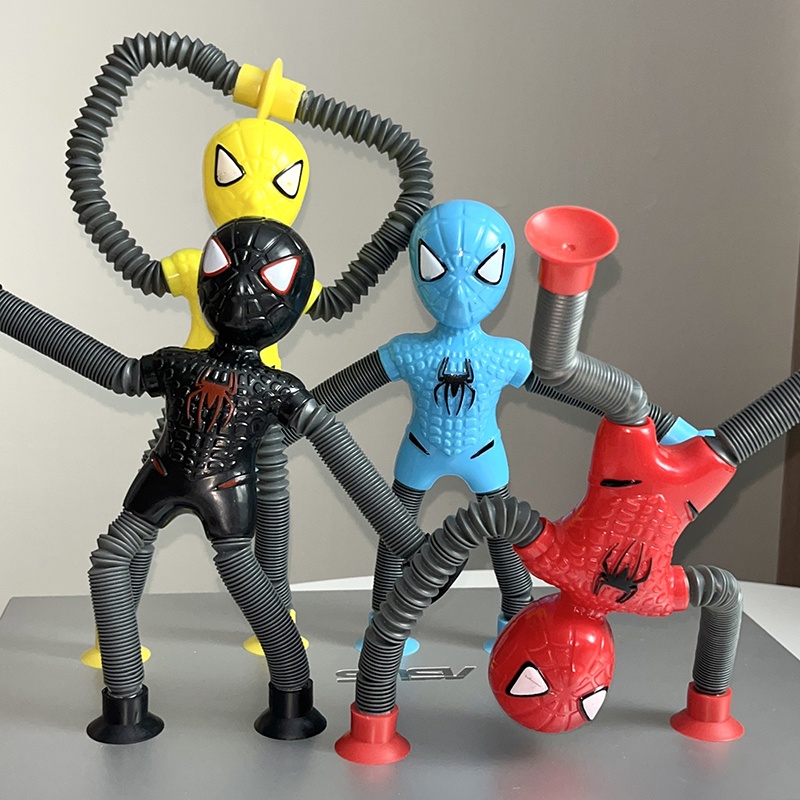 Pop Tube Variant Marvel Spiderman การ์ตูน LED Telescopic Tube บรรเทา Fidget ของเล่นสําหรับเด็กผู้ใหญ