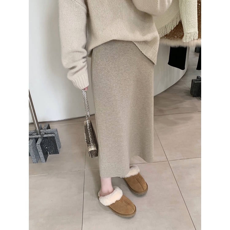 Suxi มินิมอลสไตล์เกาหลีใหม่ฤดูใบไม้ร่วงฤดูหนาวแฟชั่นเอวสูงผู้หญิงกระโปรงยาว มิดิ