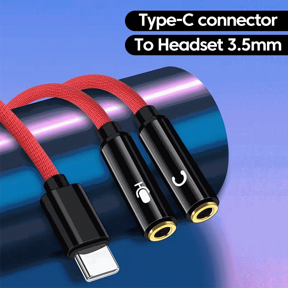 อะแดปเตอร์ขยายสายสัญญาณเสียง Type C เป็น Dual 3.5 มม. ตัวเมีย สําหรับหูฟัง ไมโครโฟน Samsung Xiaomi
