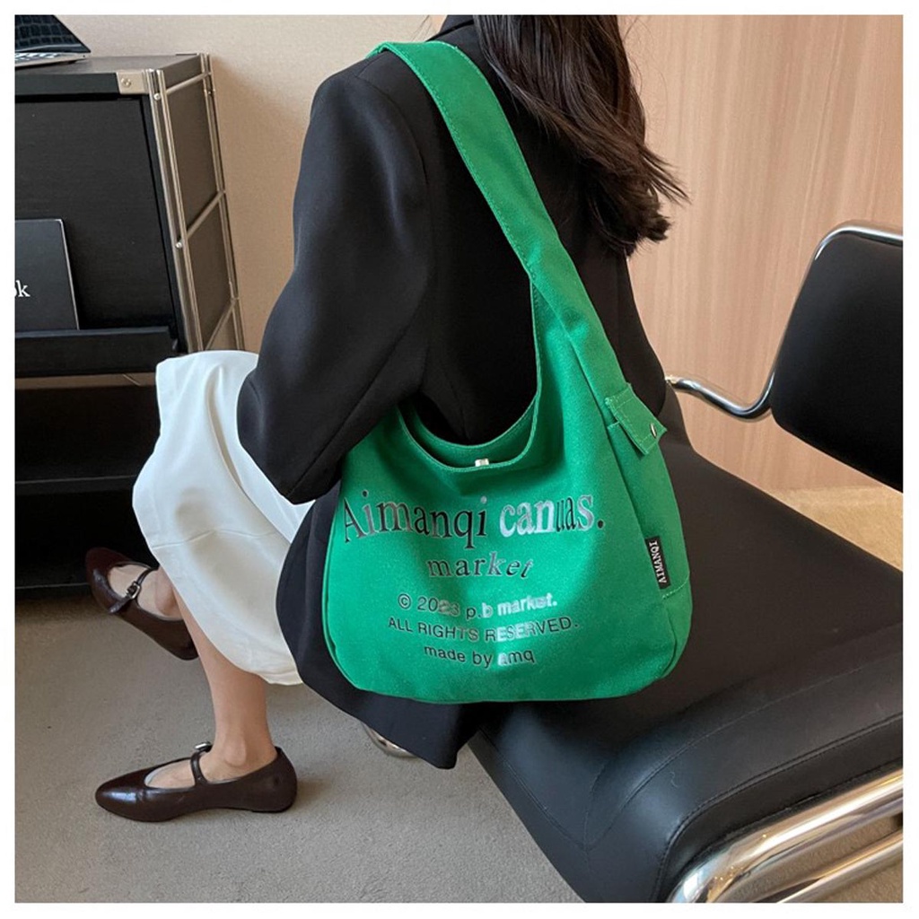 【พร้อมส่ง】miss bag fashion กระเป๋าผ้าสะพายข้างสะพายไหล่ ผ้าแคนวาสสำหรับผุ้หญิงสไตล์เกาหลี