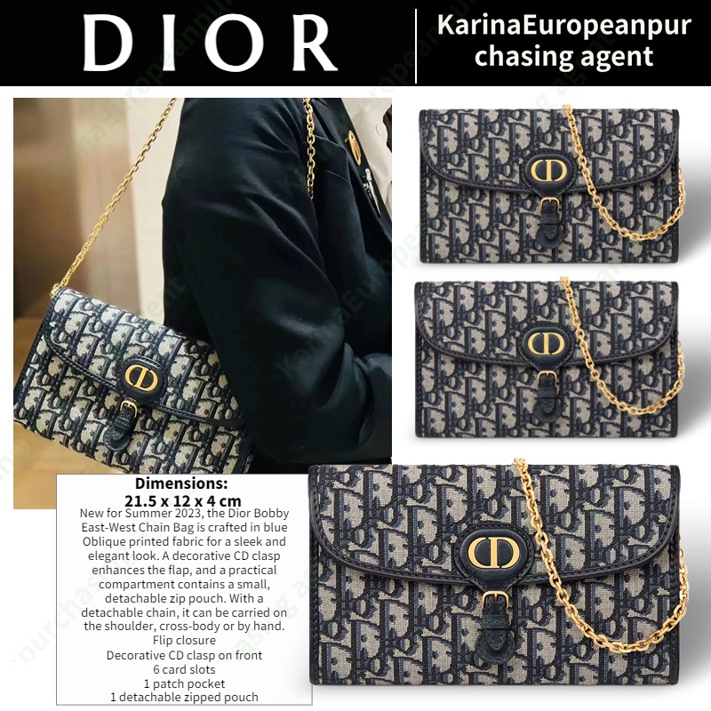 ดิออร์Dior BOBBY EAST-WEST Women/Shoulder Bag Woc กระเป๋าโซ่