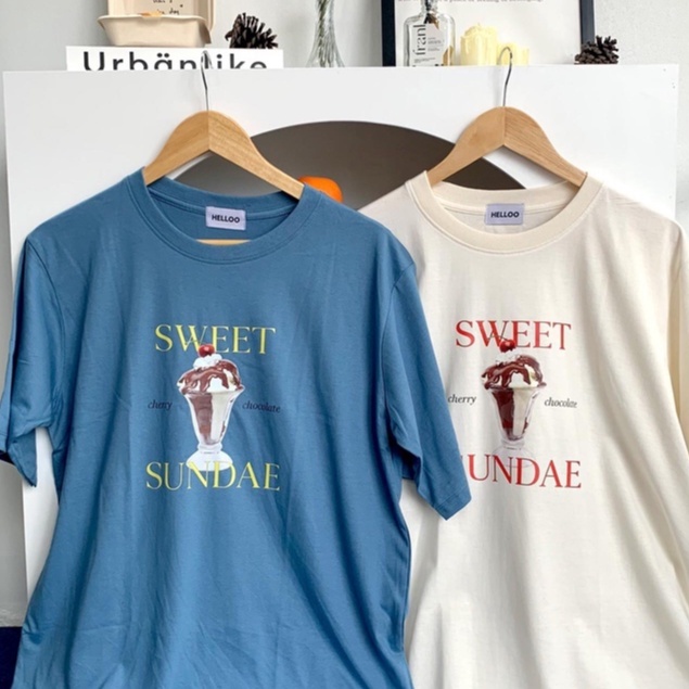 แฟชั่นใหม่ MOST เสื้อยืด Oversize ลาย Sweet Sundae  ผ้าคอตตอน บางเบา ใส่สบาย สกรีนคุณภาพ OVS HL