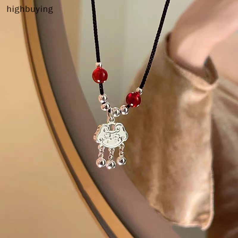 [highbuying] แฟชั่นสไตล์จีนย้อนยุค เชือกถัก สร้อยคอผีเสื้อ ดอกไม้ ดวงจันทร์ ความปลอดภัย จี้สร้อยคอ สําหรับผู้หญิง เครื่องประดับวินเทจ ใหม่ พร้อมส่ง