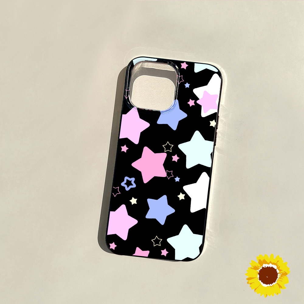 Jelly Black Star SoftสำหรับIPhone 11 12 13 14 15 Pro Max 7 8 Plus XS Max XR X SE 2 ฝาครอบป้องกันปลอกซิลิโคน