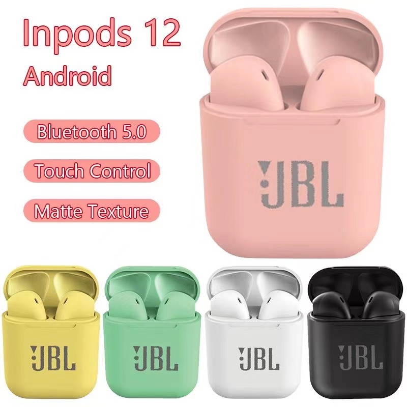I12 หูฟังบลูทูธไร้สาย TWS เนื้อแมตต์ สีมาการอง พร้อมไมโครโฟน เคสชาร์จ สําหรับเล่นกีฬา