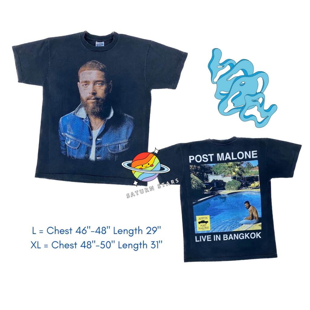 สีขาว a ฟอกวินเทจ Post Malone Live in Bangkok (ป้าย Bootleg)