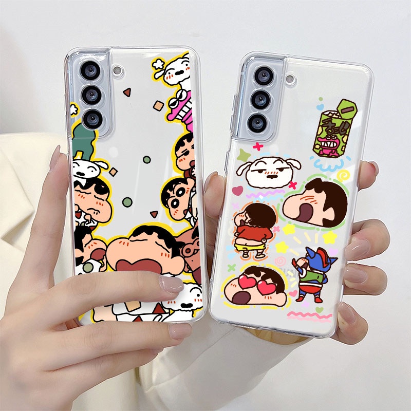 เคสโทรศัพท์มือถือแบบนิ่ม TPU ใส ลายการ์ตูนชินจังตลก สําหรับ Samsung S23 FE A54 A34 A24 A14 M54 S9 S8 S10 S20 S22 Plus S21 FE Note 9 10 Plus 20 Ultra 5G