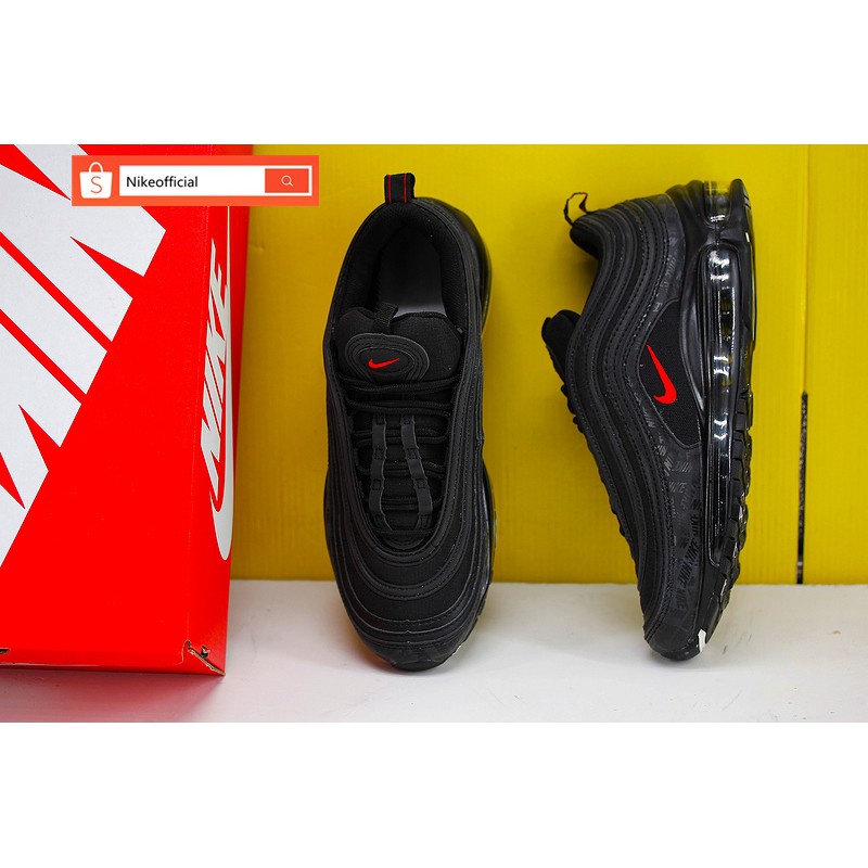 Authentic NIKE  Air Max 97 "Reflective logo" Radiation Sign Korea Black running shoes For Men&amp;Women