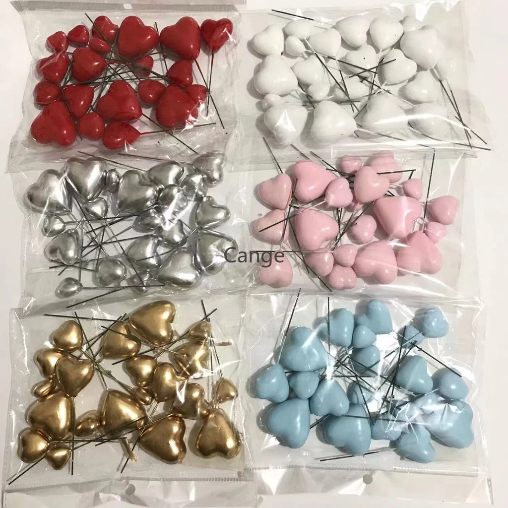 คริสต์มาส 20 ชิ้น/เซ็ต ลูกบอลตกแต่งเค้กรูปหัวใจสีทองและสีเงิน ท็อปเปอร์เค้กวันวาเลนไทน์