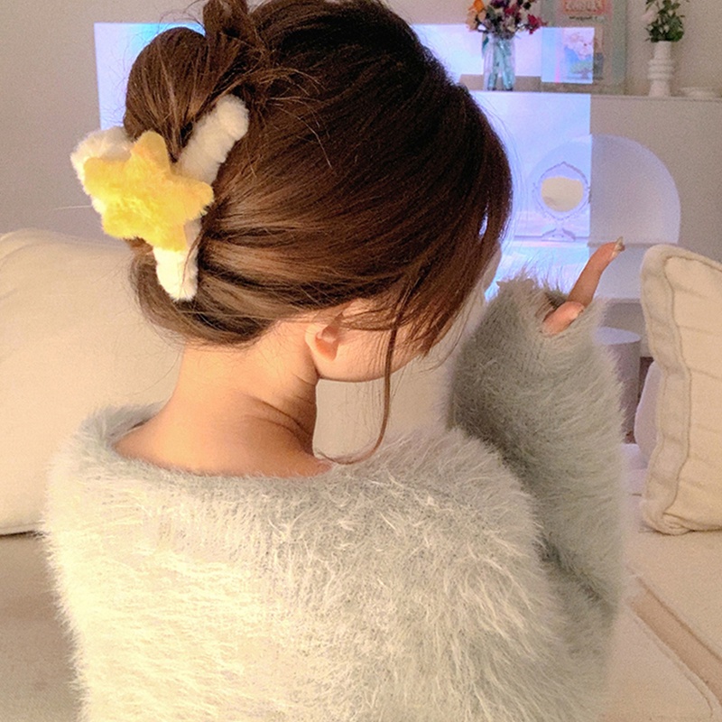 นำเข้า -น่ารัก Plush ดาว Gripper คลิปผมหวานกิ๊บสาวหัวใจเครื่องประดับผมฤดูใบไม้ร่วงและฤดูหนาวกิ๊บcod