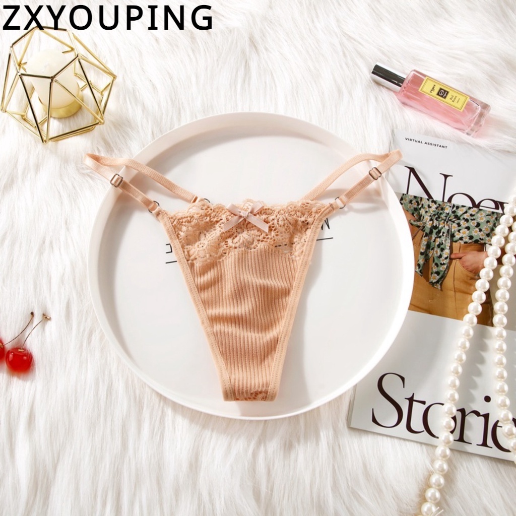 Zxyouping 1/3 ชิ้น กางเกงชั้นใน ลูกไม้ เซ็กซี่ ผู้หญิง จีสตริง เอวต่ํา ใส โบว์ ขายส่ง พร้อมส่ง