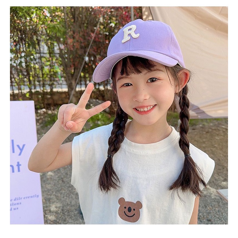 หมวกเบสบอล หมวกกันแดด ลายการ์ตูนตัวอักษร ดอกไม้ สีม่วง สไตล์ใหม่ เหมาะกับเล่นกีฬากลางแจ้ง สําหรับเด็กผู้หญิง นักเรียน