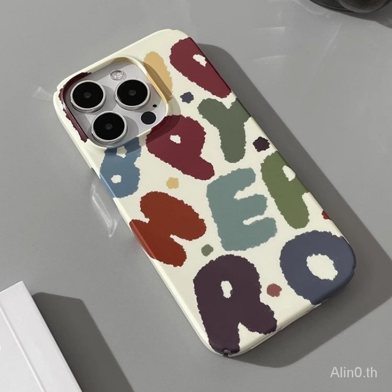 เคสโทรศัพท์มือถือแบบแข็ง กันกระแทก ลายกราฟฟิตี้ ตัวอักษร สไตล์เกาหลี สําหรับ iPhone 7 8 Plus x xs xr xsmax 11 12 13 14 15 pro max