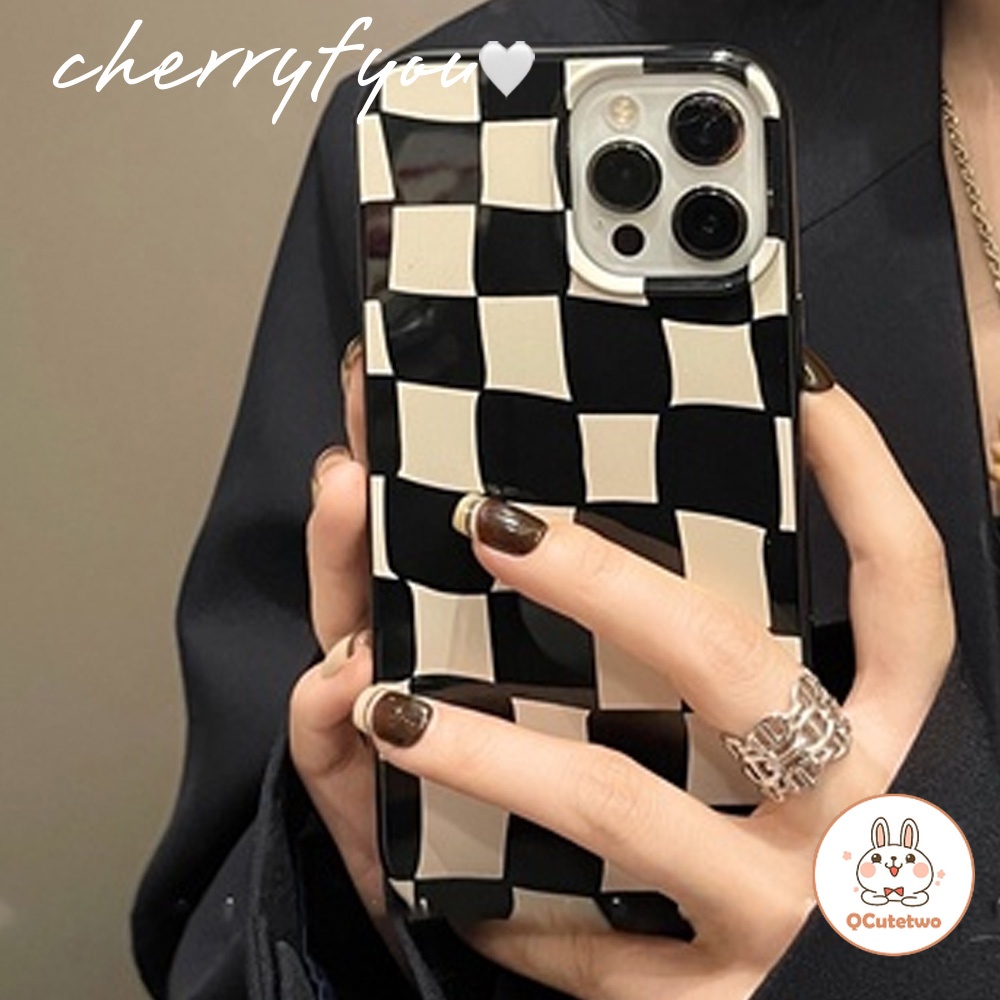 เคสโทรศัพท์มือถือแบบนิ่ม กันกระแทก ลายตารางหมากรุก หรูหรา สําหรับ IPhone 15 14 13 12 11 Pro Max 7Plus 8Plus XS XR