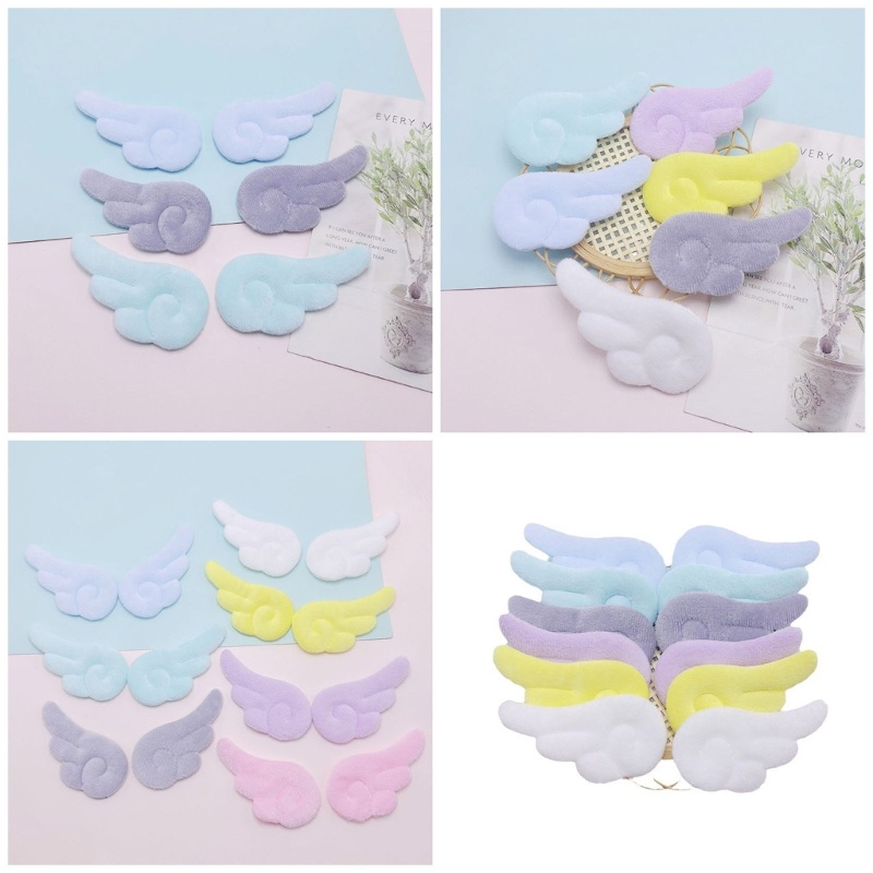 Stat 10PCS Double Sided Wing Shape Applique DIY กิ๊บติดผมพวงกุญแจผ้าพันคออุปกรณ์