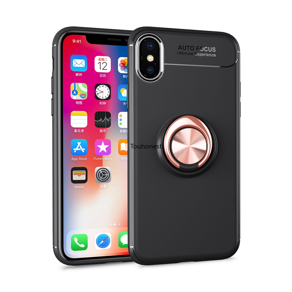 เคส For Apple เคสไอโฟน iPhone XS Max เคส iPhone X Casing iPhone 12 Mini Case iPhone 13 Pro Max Case iPhone XR Case Stand Magnetic Ring Shockproof Soft Phone Cover Cassing Cases Case โทรศัพท์มือถือนิ่ม กันกระแทก พร้อมแหวนแม่เหล็กตั้งโทรศัพท์ สําหรับ