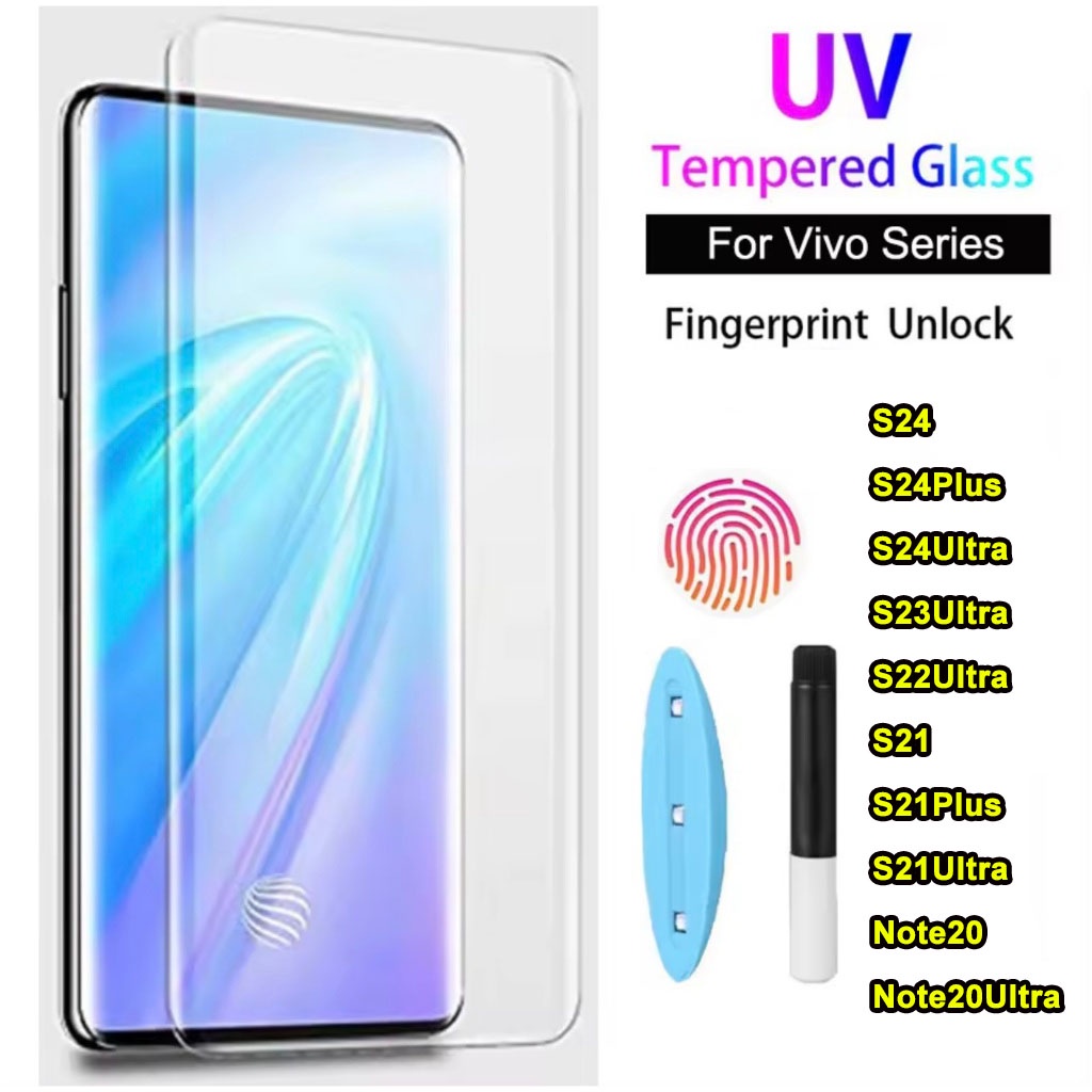 UV ลงขอบโค้ง3D ซัมซุง ฟิล์มกระจก นาโน ฟิล์มกัน รอยหน้าจอ Samsung Galaxy S21 S22 S23 S24 Note20 Plus Ultra Note10Plus