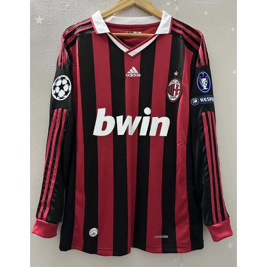 เสื้อกีฬาแขนสั้น ลายทีมชาติฟุตบอล Milan Jersey AC Milan 09 10 BECKHAM RONALDINHO สไตล์วินเทจ เรโทร สําหรับผู้ชาย
