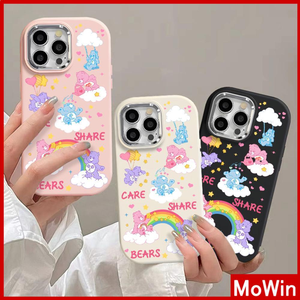 Mowin - เข้ากันได้สำหรับ เคสไอโฟน11 เคส iphone 11 15 pro max กรณีป้องกันลายนิ้วมือ TPU โลหะไฟฟ้ากรอบกล้องน่ารักมิตรภาพหมีสีเข้ากันได้กับ iPhone 14 13 12 11 PRO MAX XS 7 8
