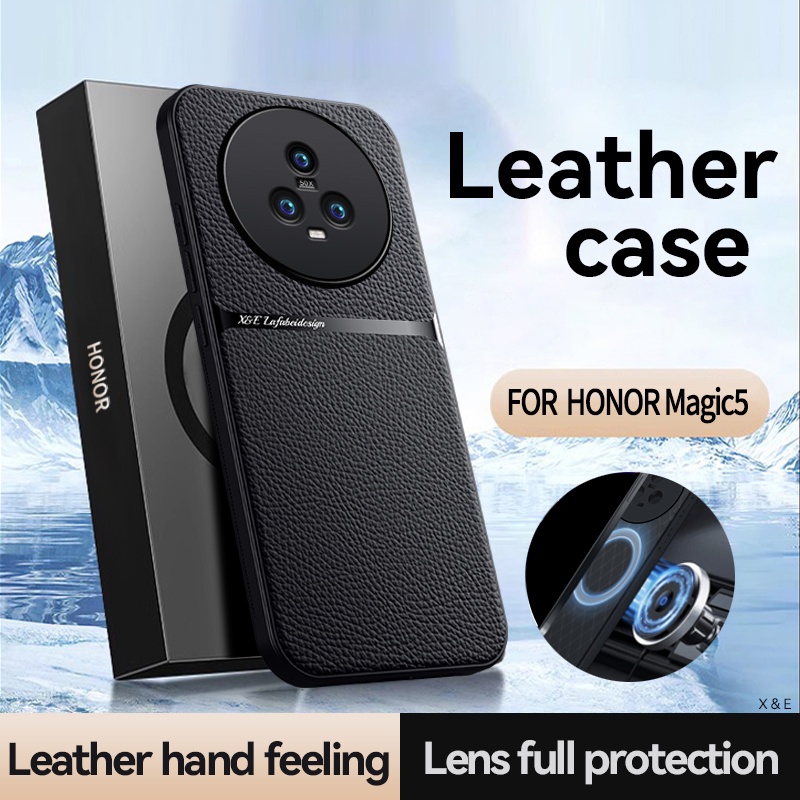 สําหรับ Honor Magic 5, 5 Pro เคส ELVEV คุณภาพสูง หนัง PU TPU ป้องกันเลนส์ เคสโทรศัพท์ แบบบางเฉียบ