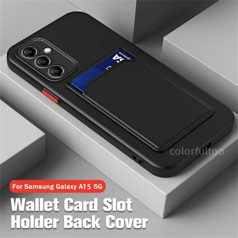 SAMSUNG กล้องเลนส์ป้องกันเคสโทรศัพท์สําหรับsamsung Galaxy A16 A06 16 A15 A25 A35 A55 4G 5Gช่องใส่การ์ดกระเป๋าสตางค์ซิลิโคนนุ่มTPU Liquidปลอกกันกระแทกกันชนคู่ปกหลัง