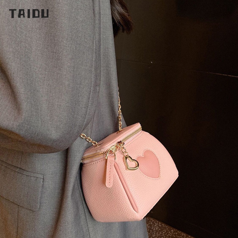 Taidu กระเป๋าถือ กระเป๋าสะพายไหล่ สะพายข้าง แต่งสายโซ่ รูปหัวใจ ยอดนิยม