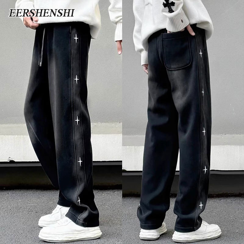 Eershenshi กางเกงขายาวลําลอง ทรงหลวม พิมพ์ลาย สไตล์ยุโรป และอเมริกา เรโทร แฟชั่นฤดูใบไม้ร่วง และฤดูหนาว สําหรับผู้ชาย