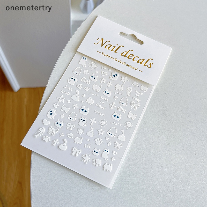 Onem สติกเกอร์ติดเล็บ รูปกราฟฟิตี้แมวน่ารัก อุปกรณ์เสริม สําหรับตกแต่งเล็บ