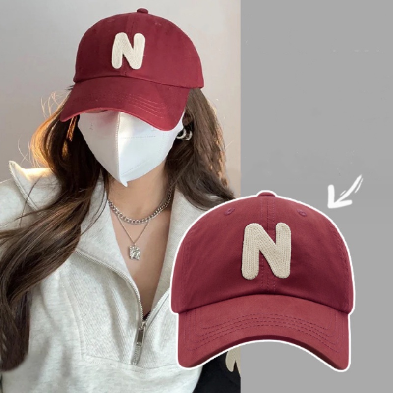 หมวกเบสบอล แบบนิ่ม พิมพ์ลายตัวอักษร N ขนาดเล็ก แบบเรียบง่าย แฟชั่นสําหรับผู้ชาย และผู้หญิง