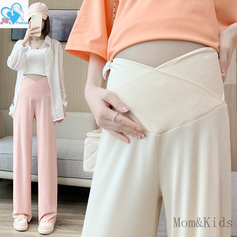 Mom & Kids 40-100KG กางเกงคนท้อง ผ้าเรยอน เอวต่ํา ลําลอง ทรงหลวม ขนาดใหญ่ สําหรับหญิงตั้งครรภ์ #Seluar Mengandung