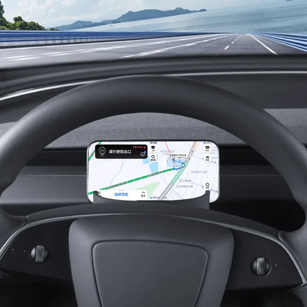 กล่องเก็บโทรศัพท์มือถือซิลิโคน ติดพวงมาลัย อุปกรณ์เสริม สําหรับ Tesla Model 3 Highland 2024 3+
