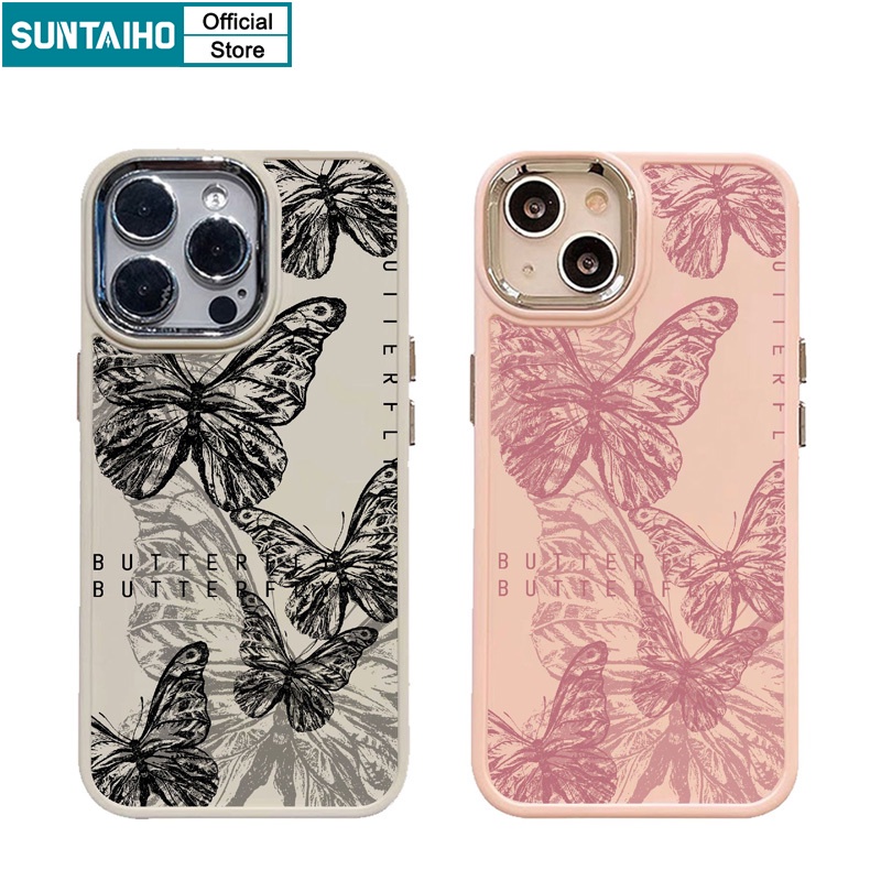 Suntaiho เคสไอโฟน เคสโทรศัพท์มือถือ ซิลิโคนนิ่ม กันกระแทก ลายผีเสื้อ แฟชั่น สําหรับ Iphone 15 14 12 13 11 Pro Max IP 7 8 Plus Iphon X Xs XR Xs Max