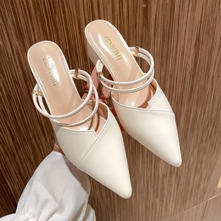 รองเท้าแตะส้นหนาสไตล์เกาหลี รองเท้าแตะส้นเตี้ย ไซส์ใหญ่ 35-4…