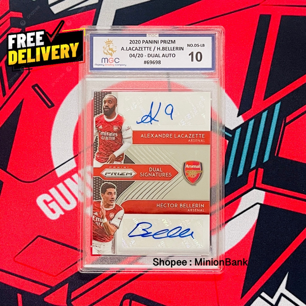 (GRADE 10⭐️) PANINI PRIZM LACAZETTE & BELLERIN /20 DUAL AUTOGRAPH ARSENAL การ์ดฟุตบอล การ์ดบอล ลายเซ