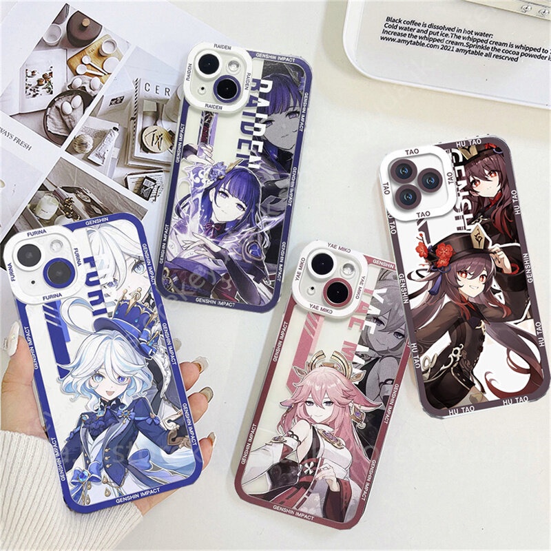 เคสโทรศัพท์มือถือนิ่ม ลายเกม Genshin Impact Beelzebul Raiden Ei Yae Miko Hu Tao Furina แฟชั่น สําหรั
