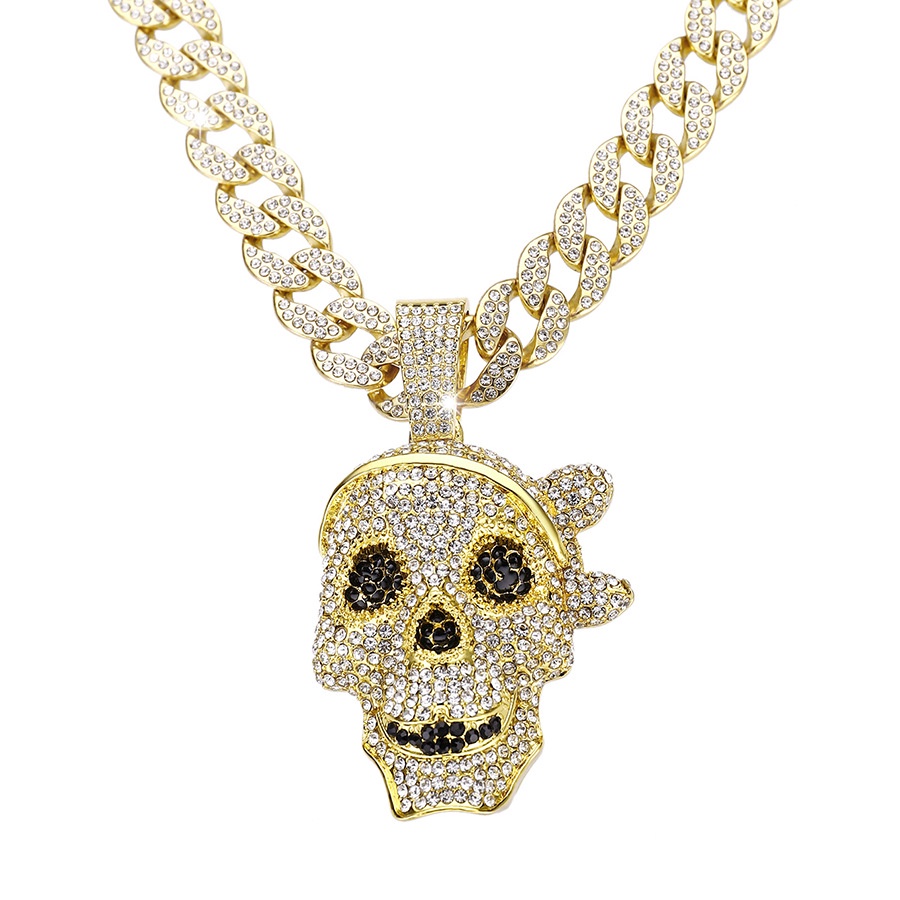 ! #@American Special-Interest Design Personalized Pirate Skull Pendant Men's Tennis Necklace Accesso