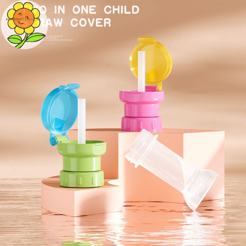 Sunshop ฝาเกลียวขวดน้ํา พร้อมหลอดซิลิโคน และกล่องเก็บหลอดดูดน้ํา กันฝุ่น 2-in-1 TH