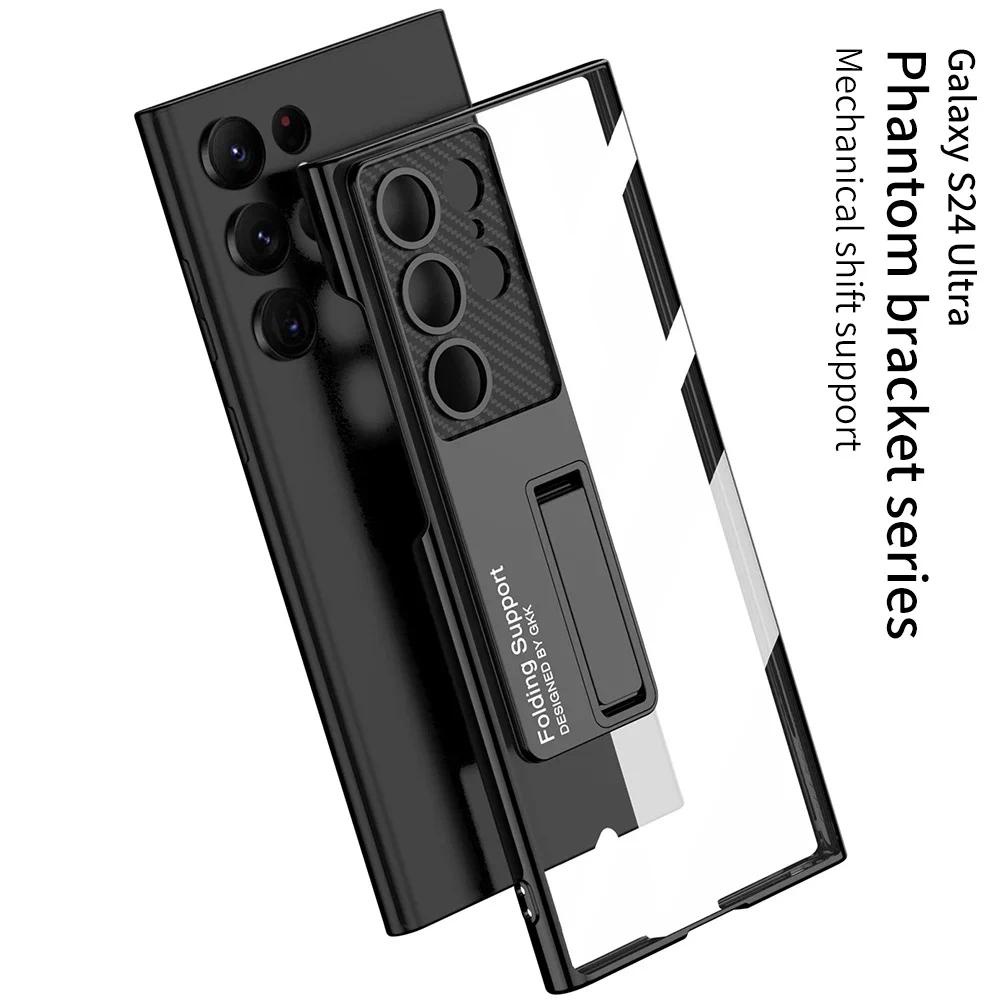 เคสโทรศัพท์มือถือแบบใส บางมาก กันกระแทก พร้อมที่ตั้งวาง สําหรับ Samsung Galaxy S24 Ultra S24U S24 S2