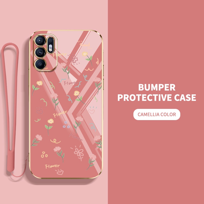 เคสโทรศัพท์มือถือ ซิลิโคน กันกระแทก เต็มจอ ลายดอกไม้ ขนาดเล็ก สําหรับ Oppo Reno4 Pro 4G Reno5 Reno6 4G 5G Reno 6Z