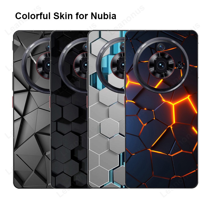 ฟิล์มกันรอยหน้าจอด้านหลังแบบรังผึ้งสีสันสดใสสำหรับ Nubia Z50S Pro Z60 Z70 Z50 Ultra พร้อมสติกเกอร์ R