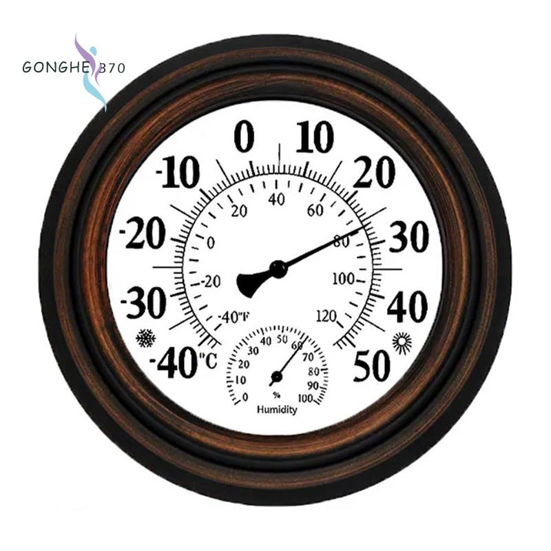 [gonghe370] เครื่องวัดอุณหภูมิความชื้น นาฬิกาแขวนผนัง สไตล์โบราณ ติดตั้งง่าย 20 ซม. สําหรับตกแต่งบ้าน