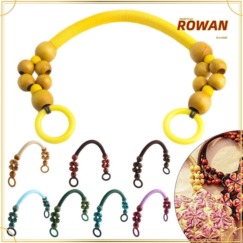 Rowans สายเชือกไนล่อนถัก ประดับลูกปัดไม้ แบบเปลี่ยน สําหรับกระเป๋าถือ กระเป๋าสะพายไหล่ DIY