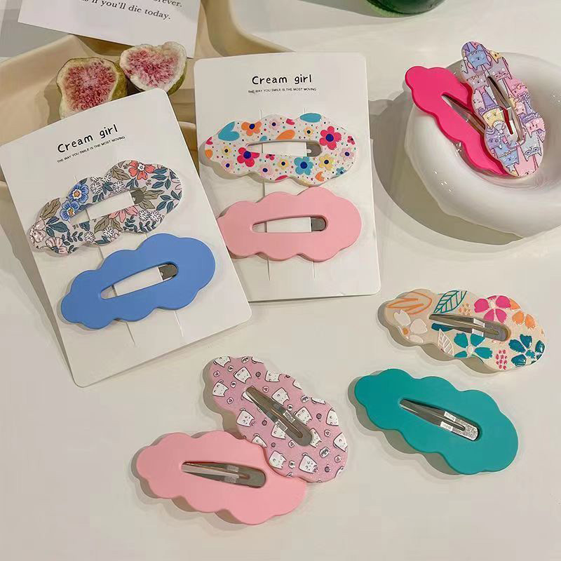 Rubuyou 2ชิ้ น่ารัก ลายการ์ตูน เรียบง่าย ลายดอกไม้ กิ๊บติดผม แฟชั่นสําหรับผู้หนหญิง-ส่งเร็วจากไทย🚚