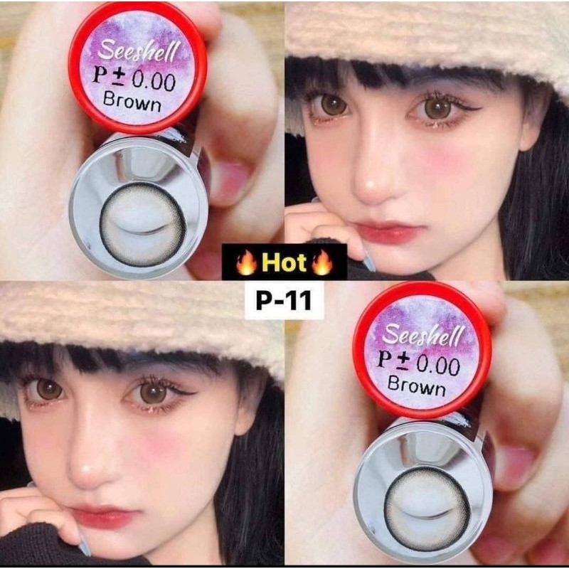 บิ๊กอาย คอนแทคเลนส์ รุ่น seeshell gray/ brown ฝาแดง ยี่ห้อ Pitchy lensฝ